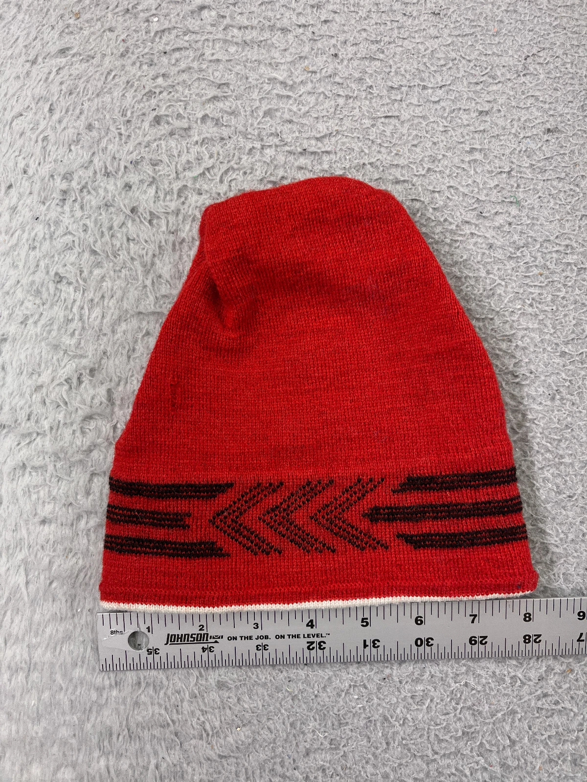 Wigwam Beanie Toque Adult One Size Red Knit Wool Poly Made USA Ski Lined Winter