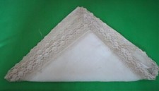 Stofftaschentuch, Beige mit Spitze, 19x17,5 cm, Baumwolle