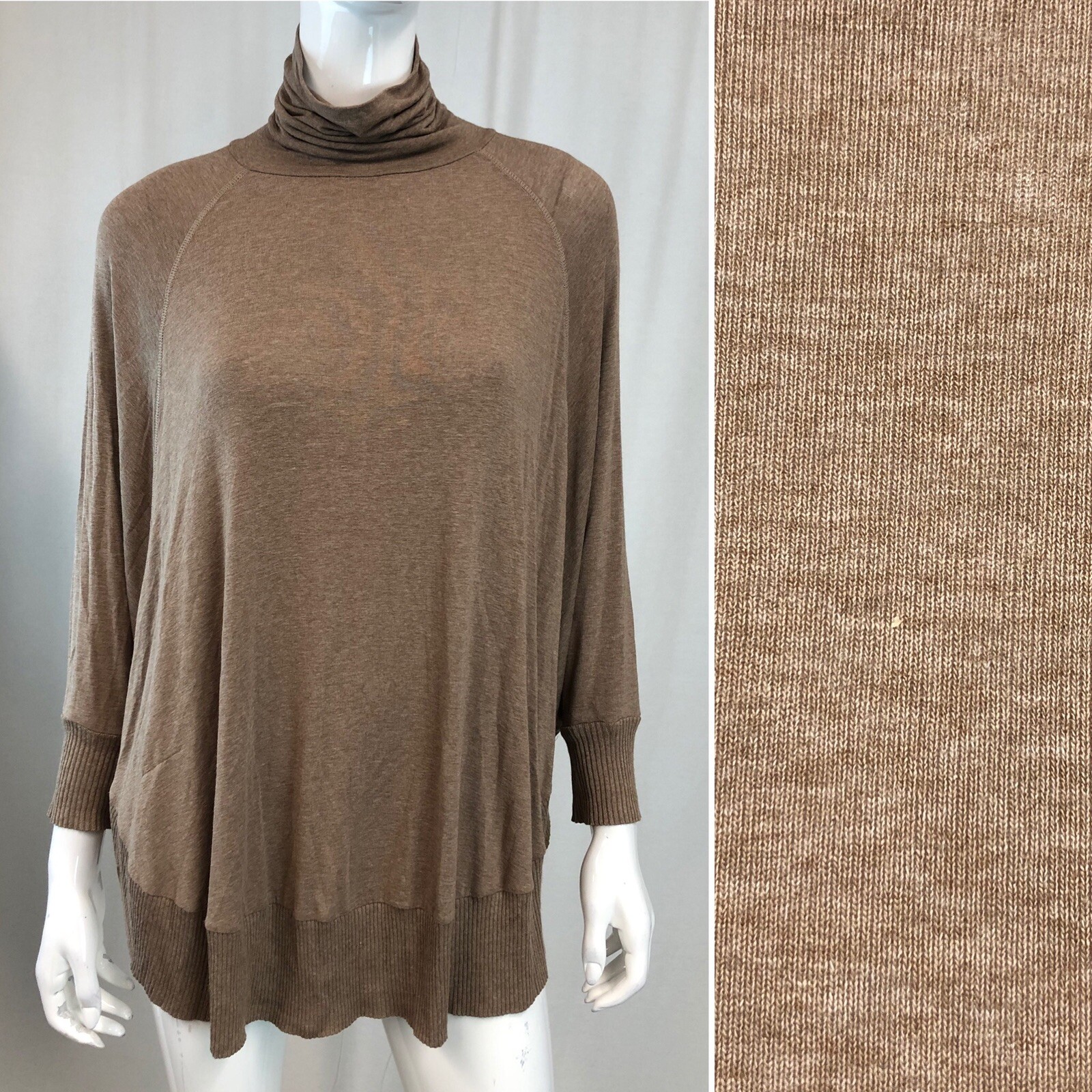 Zara Basic Evening Medium Brown Turtle Neck Knit … - image 1