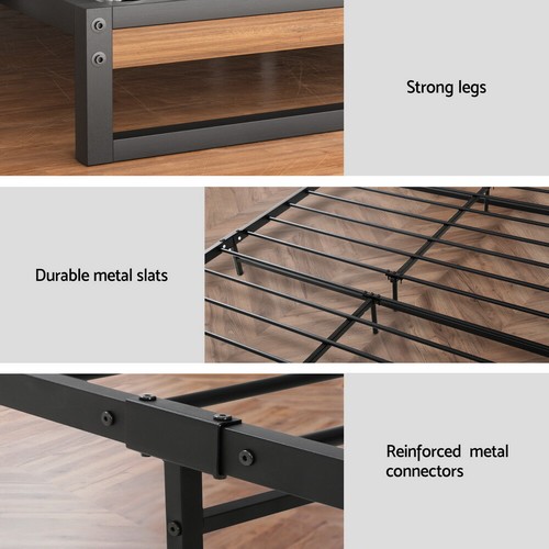 Artiss Metal Bed Frame Queen Size Mattress Platform Black DANE with Mattress - Picture 6 of 7