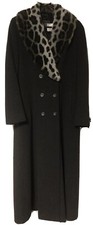 Damo Donna Grey Wool/cashmere &faux Fur Vintage Style