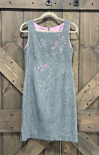 Vintage Donna Ricco New York Floral Gray Sleeveless Shift Dress Women's 8P