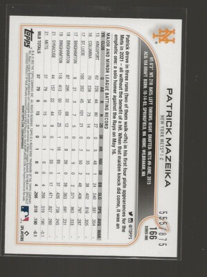 2022 Topps Patrick Mazeika Retail Foilboard /875 #166 NEW YORK