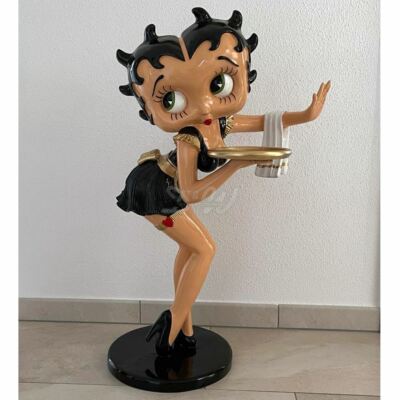 BETTY BOOP FIGUR 94 cm KELLNERIN schwarz TABLETT USA Deko Pin Up Girl WERBUNG