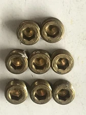 Eight Plugs 1/2" Threaded Small Brass Pipe Plug Fastener Caps "Read Description"