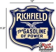 12" EARLY RICHFIELD HI OCTANE  GASOLINE OIL VINYL DECAL GAS PUMP LUBSTER