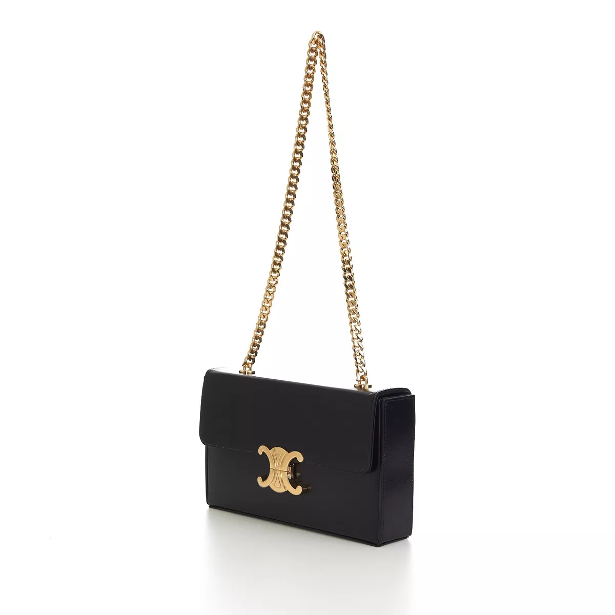 Shop CELINE Triomphe Triomphe shoulder bag in shiny calfskin