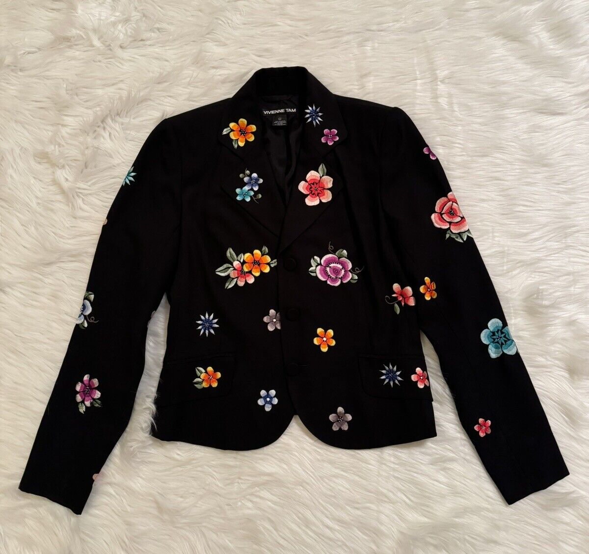 Vivienne Tam Floral Embroidered Blazer Jacket Suit Vivienne Tam Floral Embroidered Blazer Jacket Suit