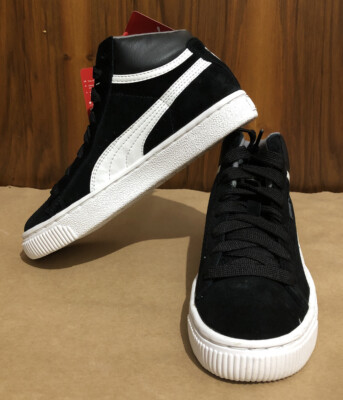 PUMA MID Jr. Black/White Kinder Sneakers Schwarz/Weiß Velourleder EUR 33 NEU
