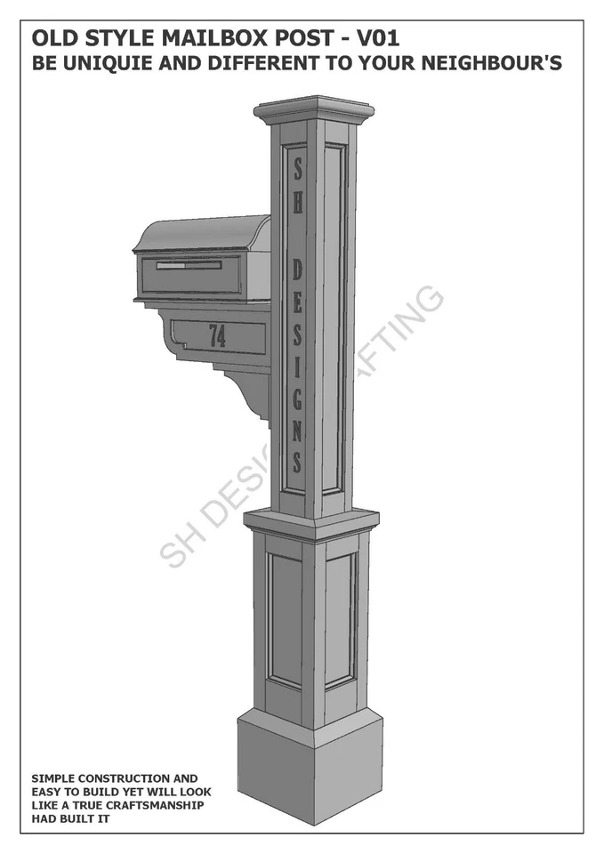 (BUILDING PLANS) for OLD STYLE MAILBOX / LETTERBOX POST V01 - BUILD & SAVE $$$ - Image 4 of 4