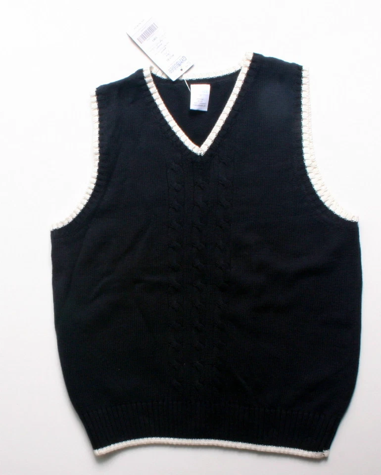 NUEVO CON ETIQUETAS Niños Talla 7 GYMBOREE Camisa Marfil Azul Marino Suéter Chaleco y Cordones ¡¡ENVÍO GRATUITO!!! Foto 4 de 4