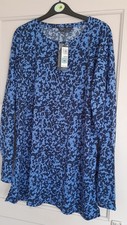 BNWT * M&S BLUE ANIMAL PRINT RELAXED LONG SLEEVED TOP * S.14 (SEE DTAILS)