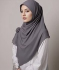 Women’s Gray Solid Chiffon Polyester Hijab Headscarf Wrap Scarf Flower Accent — photo 1