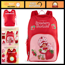 Strawberry Shortcake Girls Backpack, 15" Bookbag with Custard, Pink School Bag