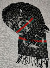Authentic Gucci scarf Unisex Shawl Stole Cashmere Silk GG LogoMulticolor Muffler
