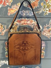 Antique Jemco Hand Tooled Leather Purse Art Nouveau