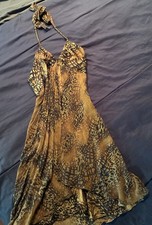 Donna Ricco New York Animal Print Beaded Halter Silk Sheath Dress Size 6