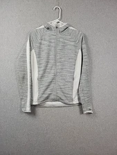 Athleta Gray Snowscape Spacedye Thumbhole Sleeve Hooded Zip Up Jacket Women Med
