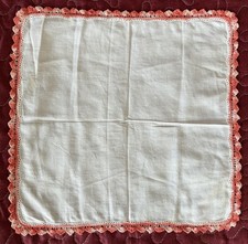 Taschentuch mit Orange Spitze Handarbeit Spitzentuch Deko 25x25 cm
