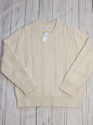 Gap Kids Boy's Classic Cable Knit Sweater Christmas Cream Sz S(6-7), M(8),L(10) - Picture 11 of 13