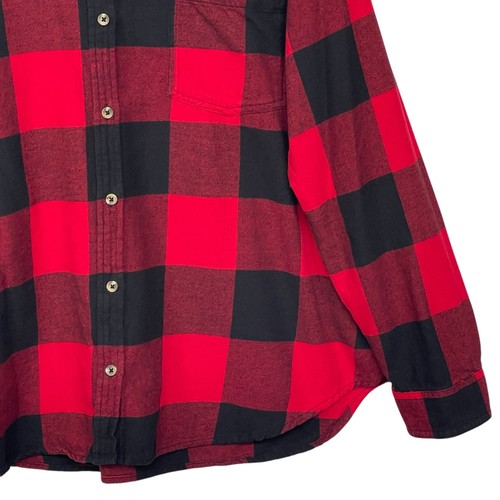Sonoma Flannel Shirt Women Size XXL Red Black Buffalo Plaid Button Up Top Cotton - Picture 6 of 11