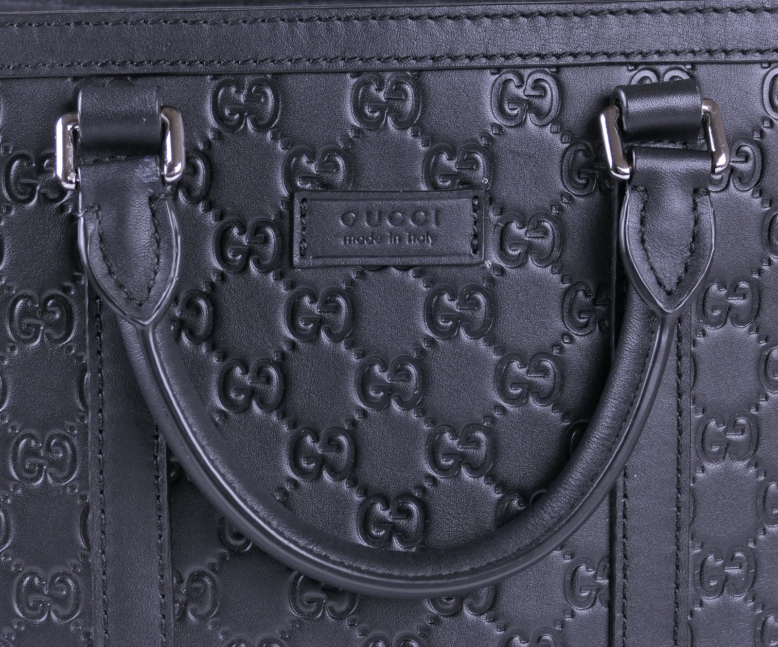 GUCCI 428043 GG Guccissima Black Leather 2Way Business Bag Document Briefcase image 3