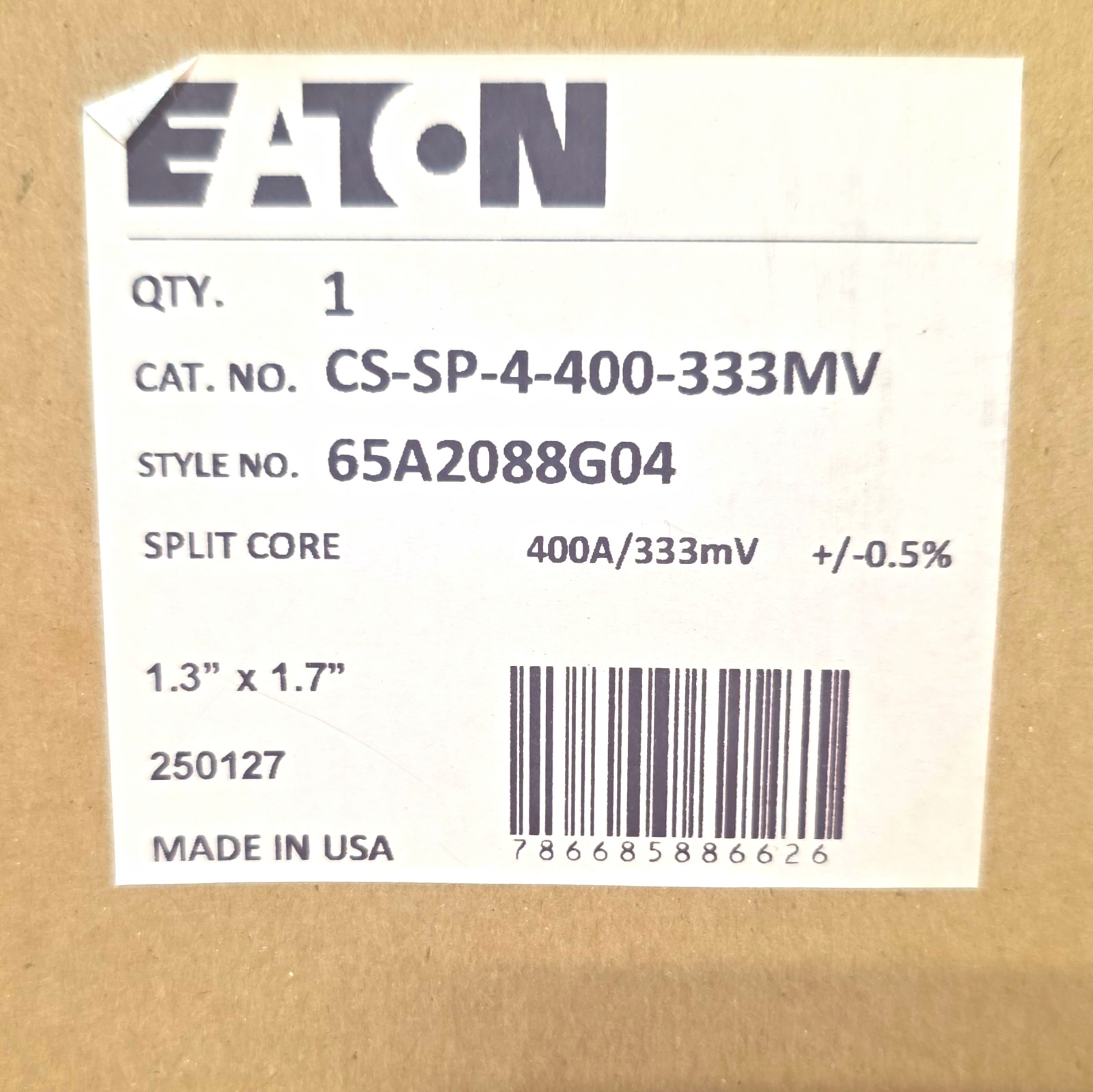 Eaton CS-SP-4-400-333MV Split Core Current Transformer 400A 333mV 65A2088G04
