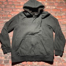 Y2K Hurley Full zip Hoodie Men s Large Hooded Sweatshirt Gray Sherpa lined VTG