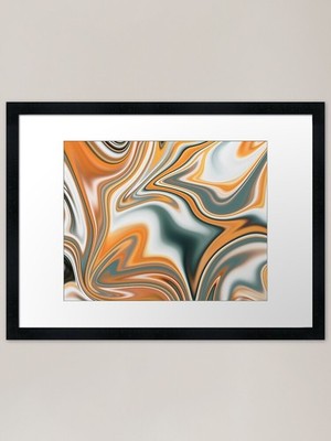 Orange Marmor gerahmter Kunstdruck gerahmtes Wandbild Poster Leinwanddruck Bild
