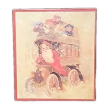 Vintage Santa "Daddy XMas Motor Bus" Christmas Large Wood Block Puzzle~9 Pc