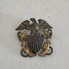 Vintage U.S. Navy Military WW2 Eagle Anchor Shield Sterling 10k G.F. Pin