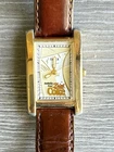 Vtg Timex Diet Coke Ladies 22mm Watch Gold Tone Tank Dial Brown Band