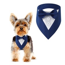 Dog Wedding Bandana Formal Dog Tuxedo Adjustable Pet Collar with Bow Small Me...