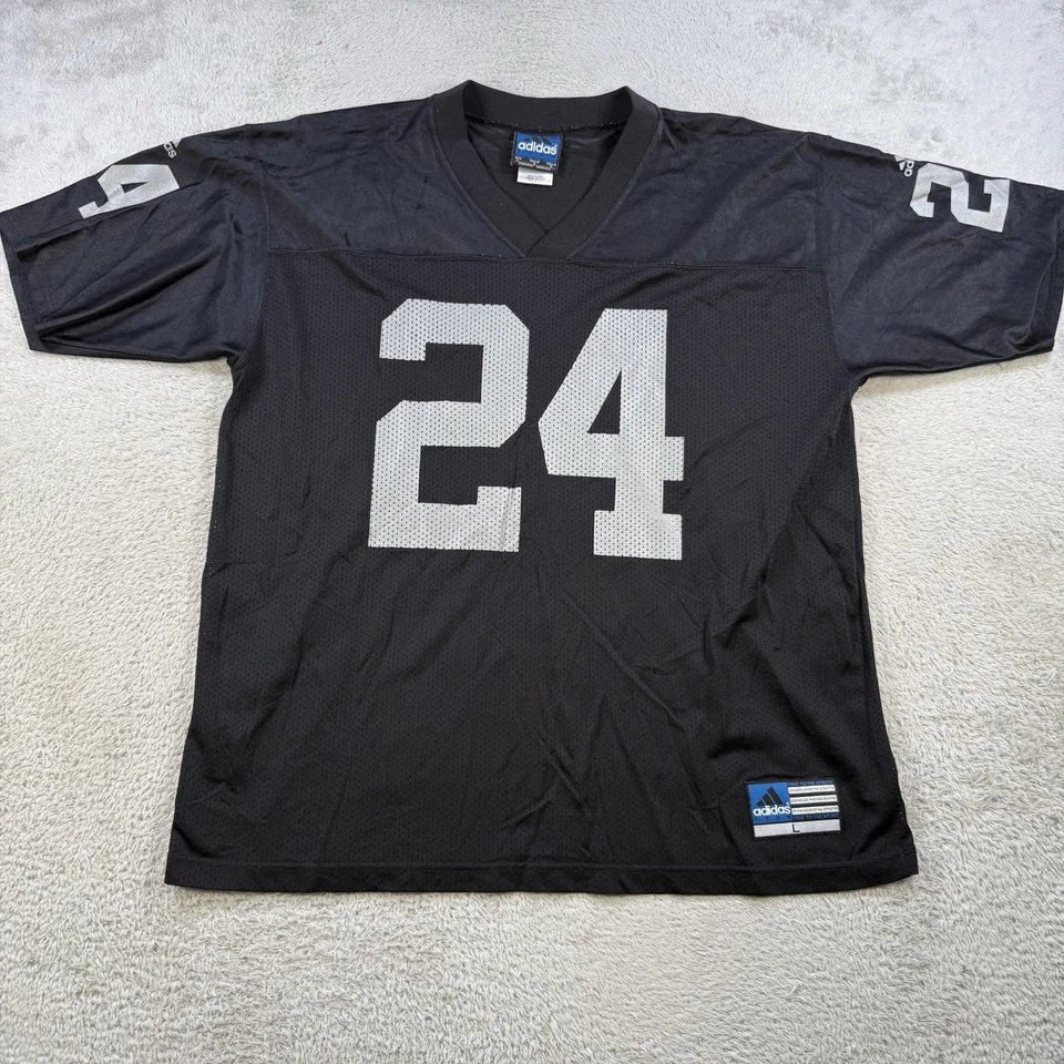 Camiseta deportiva vintage de los Oakland Raiders Charles Woodson para hombre grande negra Adidas NFL #24 Foto 2 de 4