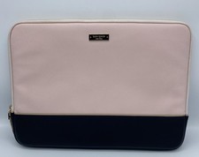 KATE SPADE Laptop Sleeve Pink  Black 10x15 padded gold toned zipper gently used