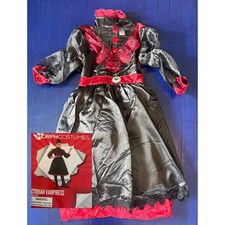 Victorian Vampire Halloween Costume Girls Sz XL 14/16 Black Red Dress Morph NEW