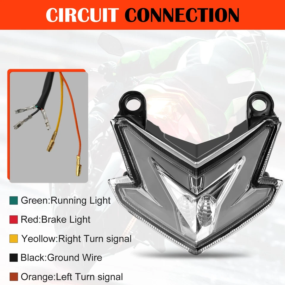 Luz traseira de LED integrada sinal de seta de freio para Kawasaki Z125 Pro 2017-2024 - Imagem 4 de 4