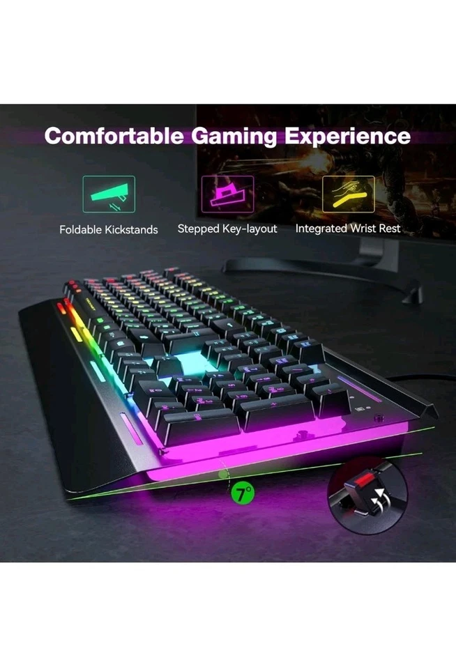 TECKNET RGB Gaming Keyboard UK Layout, USB Wired Computer Keyboard - Image 3 of 4