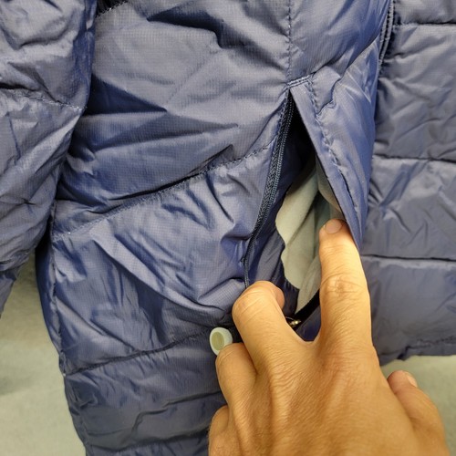 LL Bean Mens Large Quilted Goose Down Puffer Jacket Winter Coat Navy Blue Hooded - Picture 7 of 19