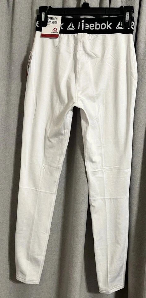 Reebok Men’s Sm Compression Tights, Rash Guard, Moisture Wicking, White - Image 2 of 4