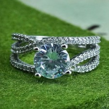 Size 6, vintage sterling silver engagement ring with cluster cz