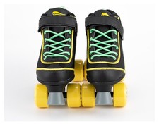 Crivit Kinder Rollschuhe schwarz/gelb Gr. 31/32 mit Softboot Rollen in 90A