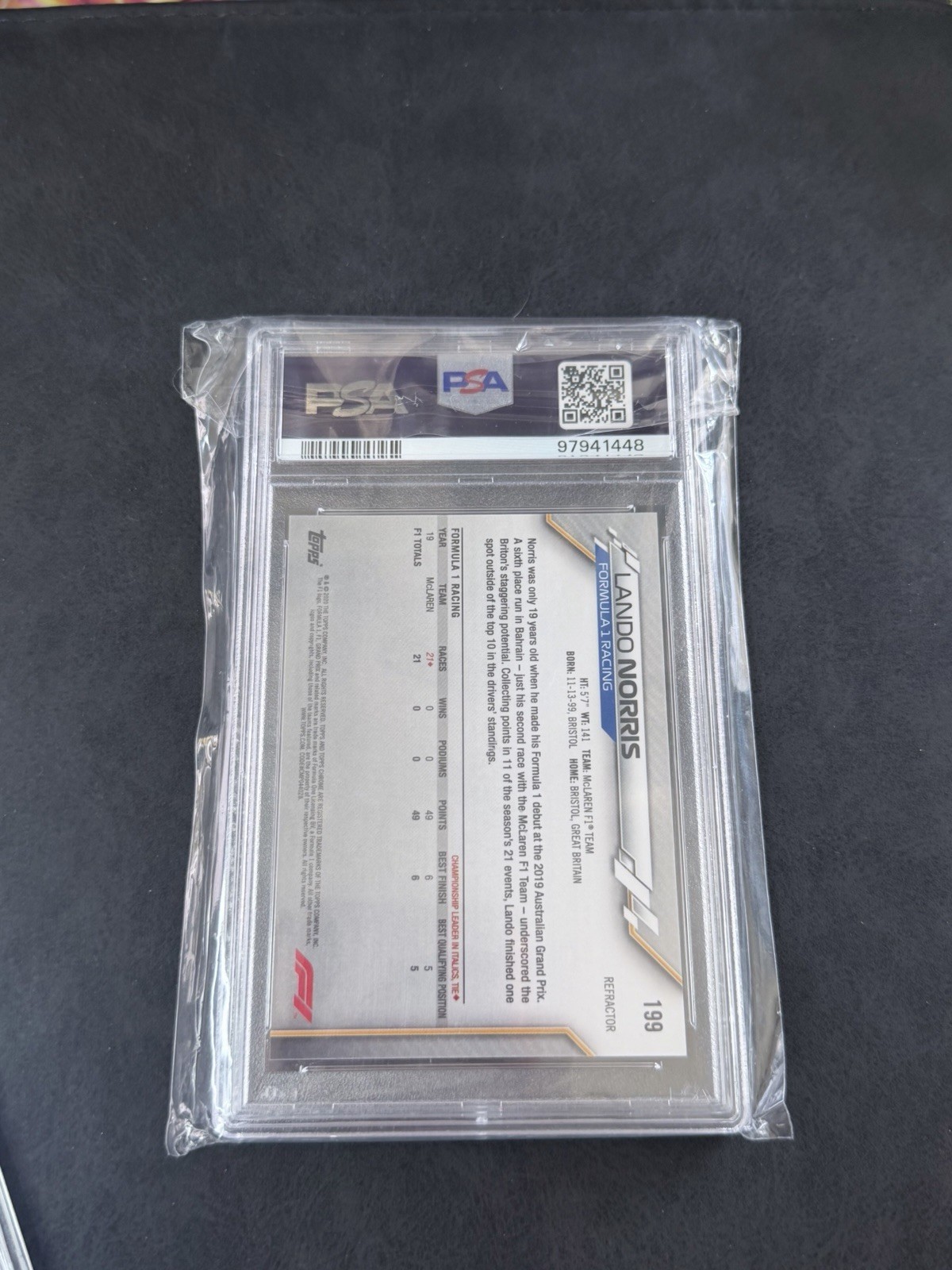 2020 Topps Chrome Formula 1 - F1 Freshest Lando Norris #199 Refractor (RC) view 2