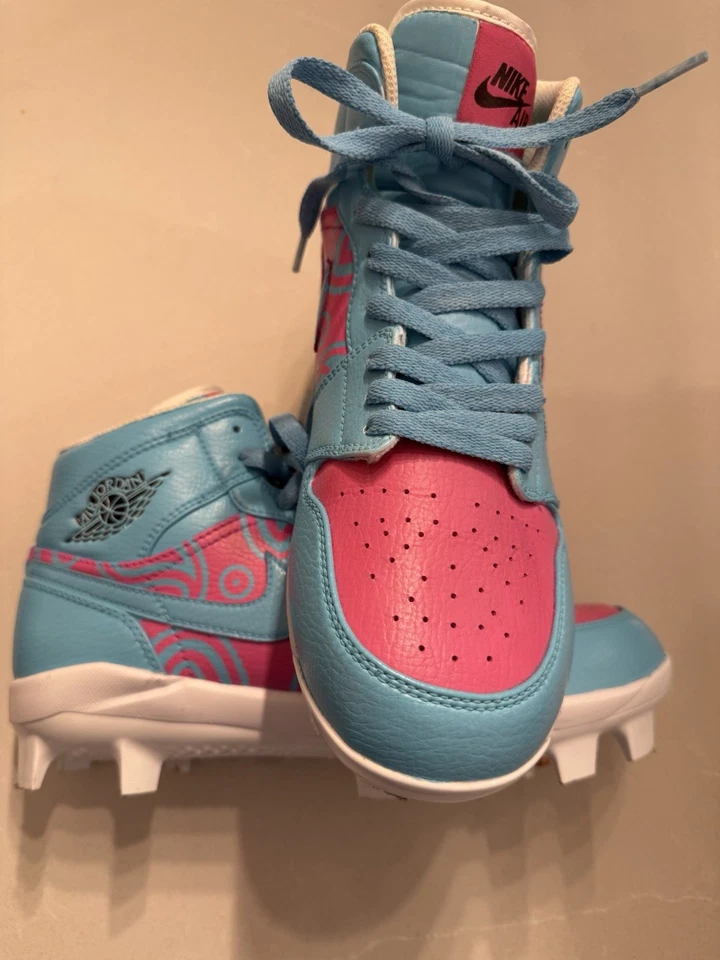 "Cotton Candy Paisley" JORDAN 1 RETRO CLEATS SIZE MENS 7.5 US - Image 3 of 4