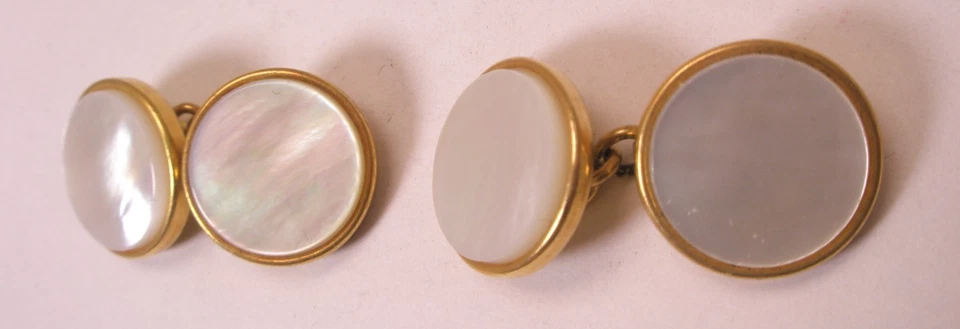 Gemelos victorianos vintage de doble cara con madreperla y tono dorado blanco d70 Foto 3 de 4