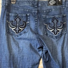 Vintage JNCO Skinny Y2K Denim Jeans Mens 34 x 30 Blue Embroidered Pockets