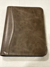Day-Timer 7 Ring Planner Classic Brown Faux Leather Zip 8” x 10.5" Unused