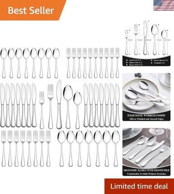 High-Quality 60-Piece Stainless Steel Cutlery Set - Perfect for Elegant Dining