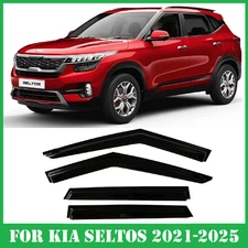 Smoke Tinted Window Visors Deflectors Rain Guards for Kia Seltos 2021-2026
