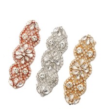 Rhinestone Bling Bridal Gown Craft Crystal Costume Dress Beaded Sew on Applique